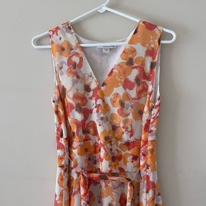 Orange chiffon floral maxi dress